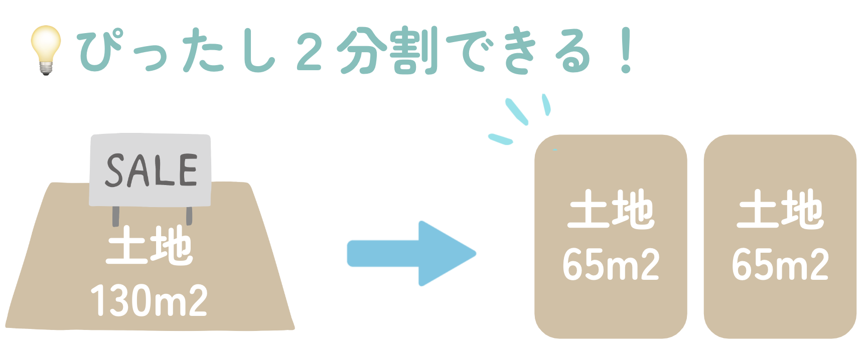 土地をぴったし2分割できる場合